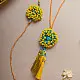 shop Yellow Coral Crochet Rakhi & Lumba Set (Set of 2)