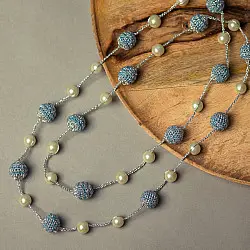 Crochet Necklace | Nakshatra Moon Necklace ~ Lilac Gold Beads