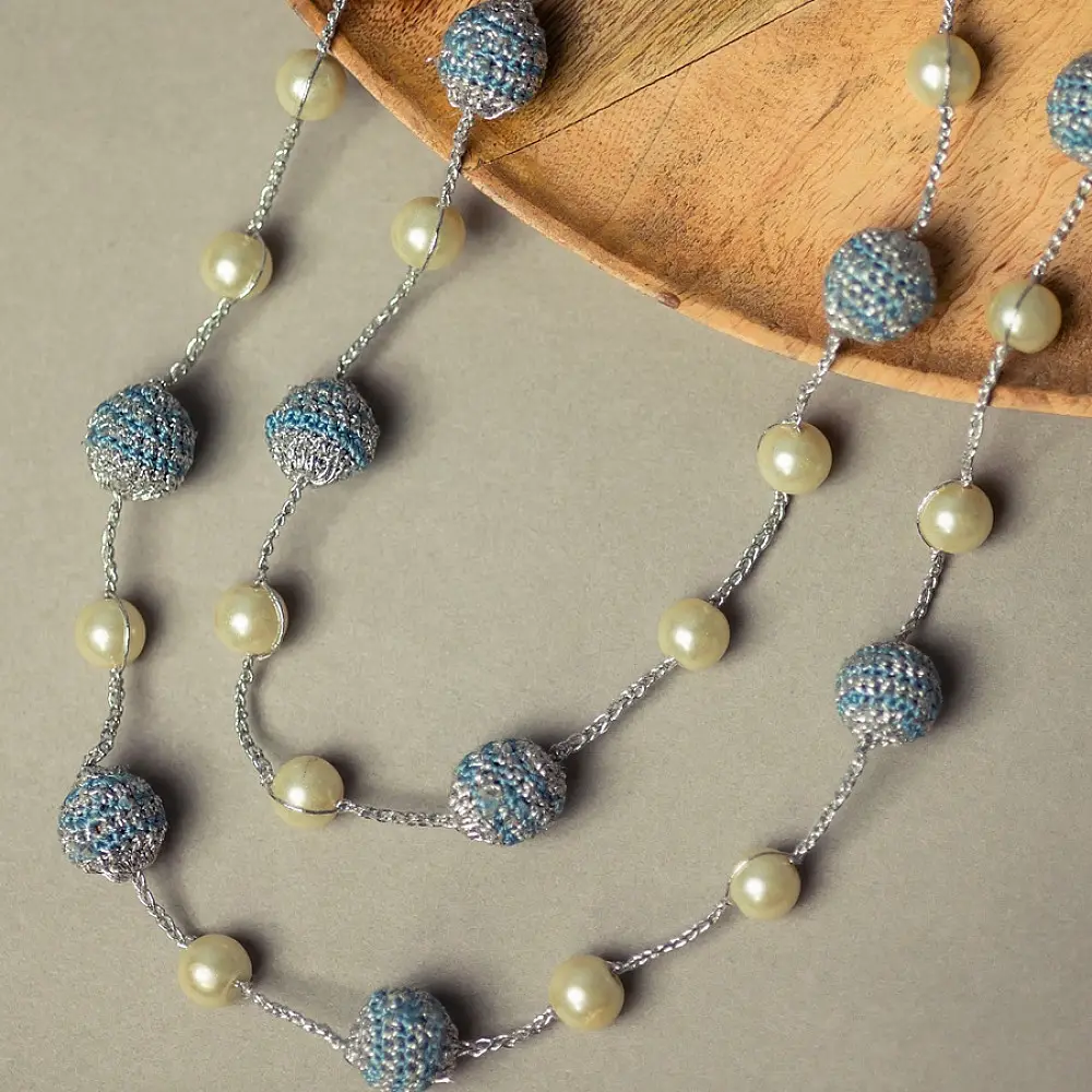 Crochet Necklace | Nakshatra Moon Necklace ~ Lilac Gold Beads