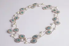 Crochet Necklace | Nakshatra Tikki Necklace - Rose Gold Mint