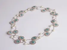 Crochet Necklace | Nakshatra Tikki Necklace - Rose Gold Mint