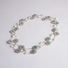 Crochet Necklace | Nakshatra Tikki Necklace - Rose Gold Mint