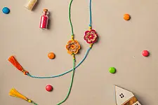 Crochet Rakhi -⚬- Tiny Mandala Crochet Rakhi Set (Set of 2)