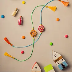 Crochet Rakhi -⚬- Tiny Mandala Crochet Rakhi Set (Set of 2)