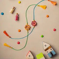 Crochet Rakhi -⚬- Tiny Mandala Crochet Rakhi Set (Set of 2)