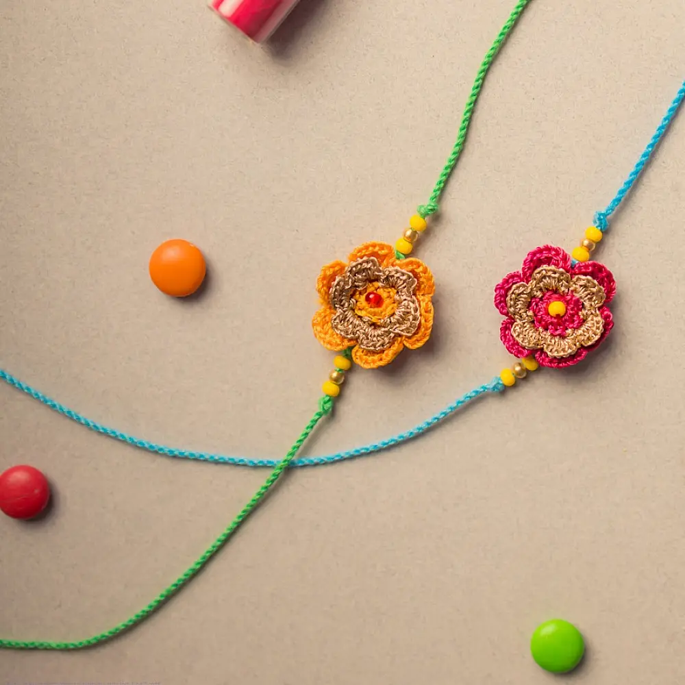 shop Tiny Mandala Crochet Rakhi Set (Set of 2)