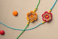 Crochet Rakhi -⚬- Tiny Mandala Crochet Rakhi Set (Set of 2)