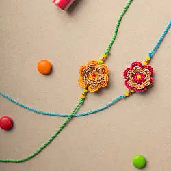 Crochet Rakhi -⚬- Tiny Mandala Crochet Rakhi Set (Set of 2)