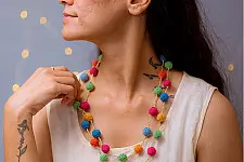 Crochet Necklace | Mela Necklace ~ Multicolored Beads