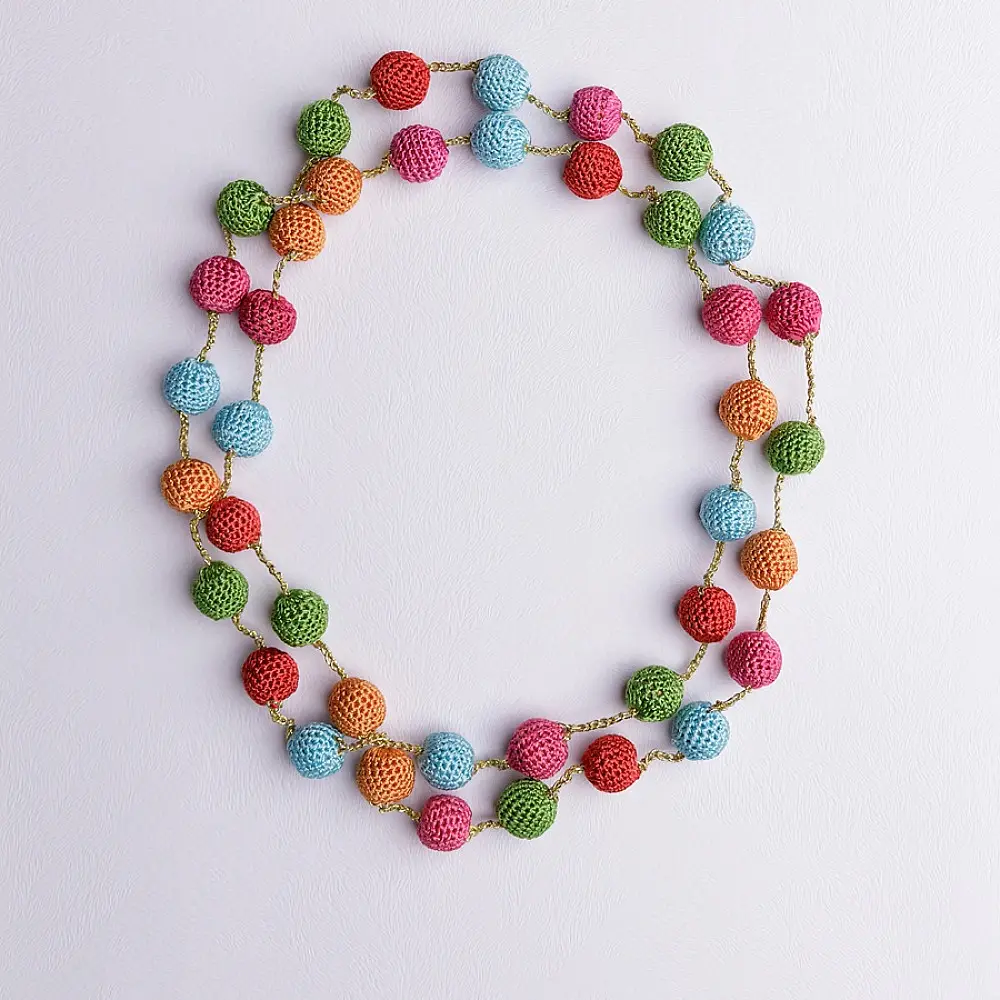 Crochet Necklace | Mela Necklace ~ Multicolored Beads
