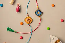 Crochet Rakhi -⚬- Diamond Crochet Rakhi Set (Set of 2)