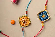 Crochet Rakhi -⚬- Diamond Crochet Rakhi Set (Set of 2)