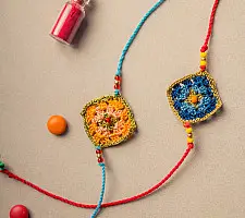 Crochet Rakhi -⚬- Diamond Crochet Rakhi Set (Set of 2)