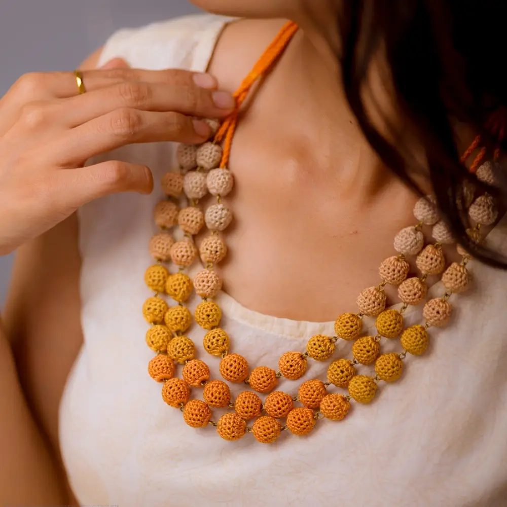 Crochet Necklace | Mausam Necklace ~ Peach