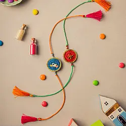 Crochet Rakhi -⚬- Universe Crochet Rakhi Set (Set of 2)
