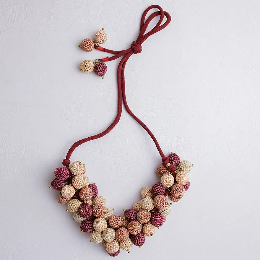 Crochet Necklace | Guldasta Necklace ~ Rust