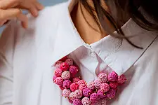 Crochet Necklace | Guldasta Necklace ~ Pink