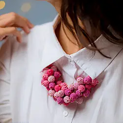 Crochet Necklace | Guldasta Necklace ~ Pink