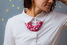 Crochet Necklace | Guldasta Necklace ~ Pink