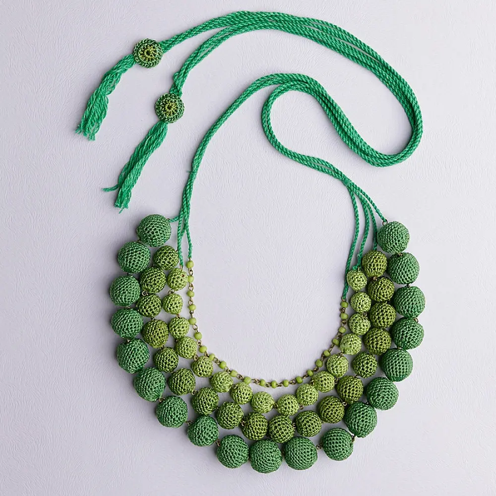 Crochet Necklace | Aadya Necklace ~ Green Ombre