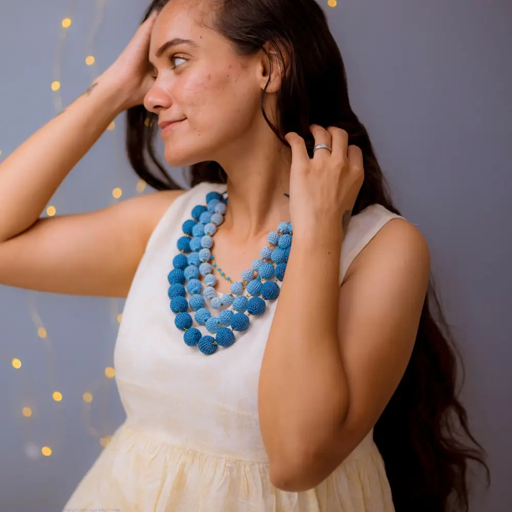 Crochet Necklace | Aadya Necklace ~ Indigo Ombre