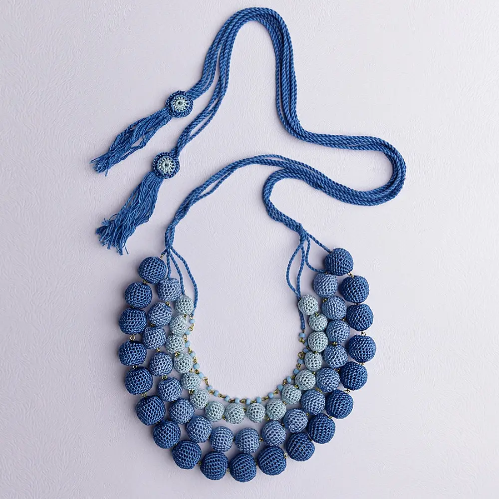 Crochet Necklace | Aadya Necklace ~ Indigo Ombre