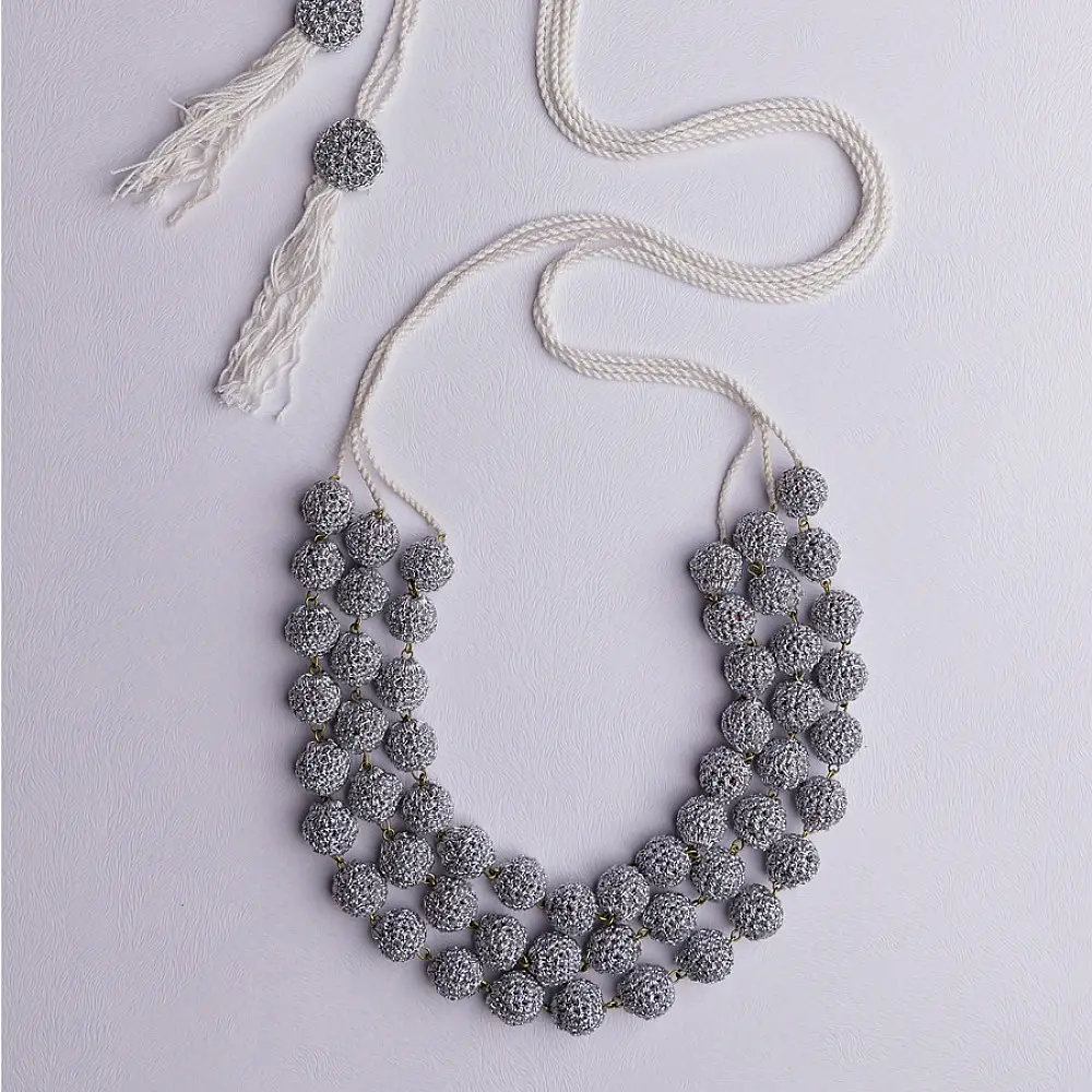 Crochet Necklace | Aadya Necklace ~ Silver