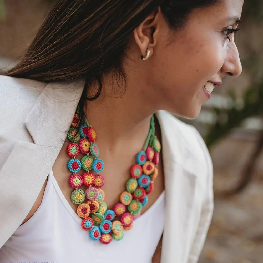 Crochet Necklace | Mela Layered Necklace ~ Multicolored