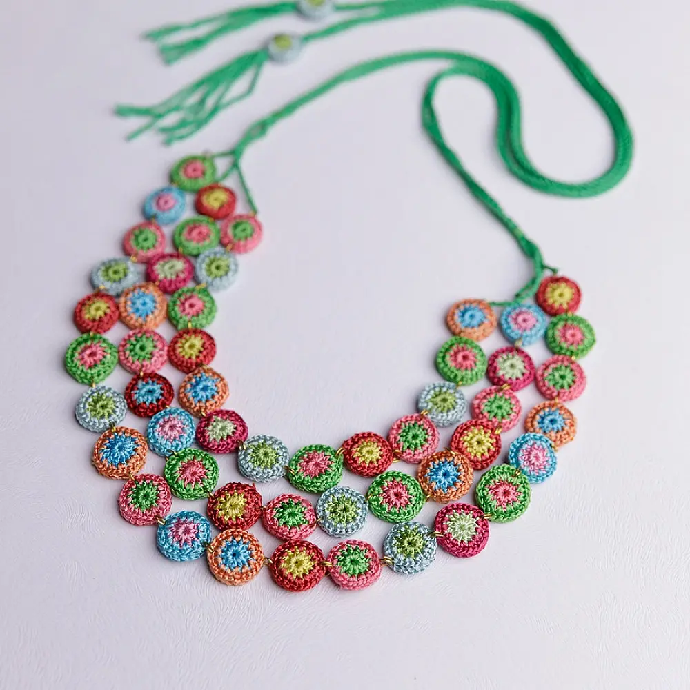 Crochet Necklace | Mela Layered Necklace ~ Multicolored