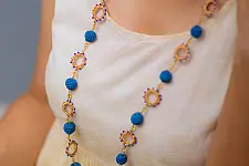 Crochet Necklace | Cheer Necklace ~ Cobalt Blue, Metallic