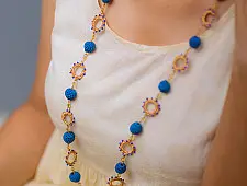 Crochet Necklace | Cheer Necklace ~ Cobalt Blue, Metallic