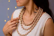 Crochet Necklace |  Vrishti ~ Rose Shimmer