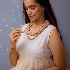 Crochet Necklace |  Vrishti ~ Rose Shimmer