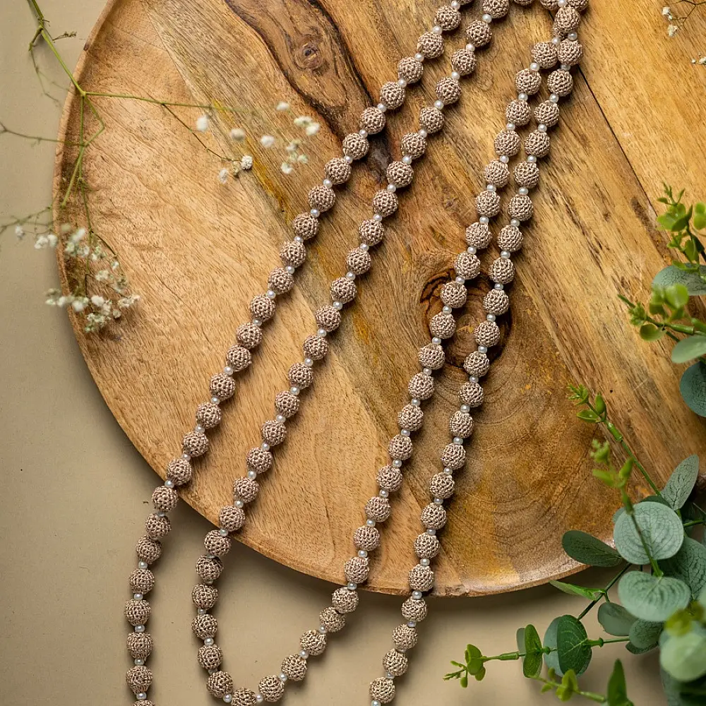 Crochet Necklace |  Vrishti ~ Rose Shimmer