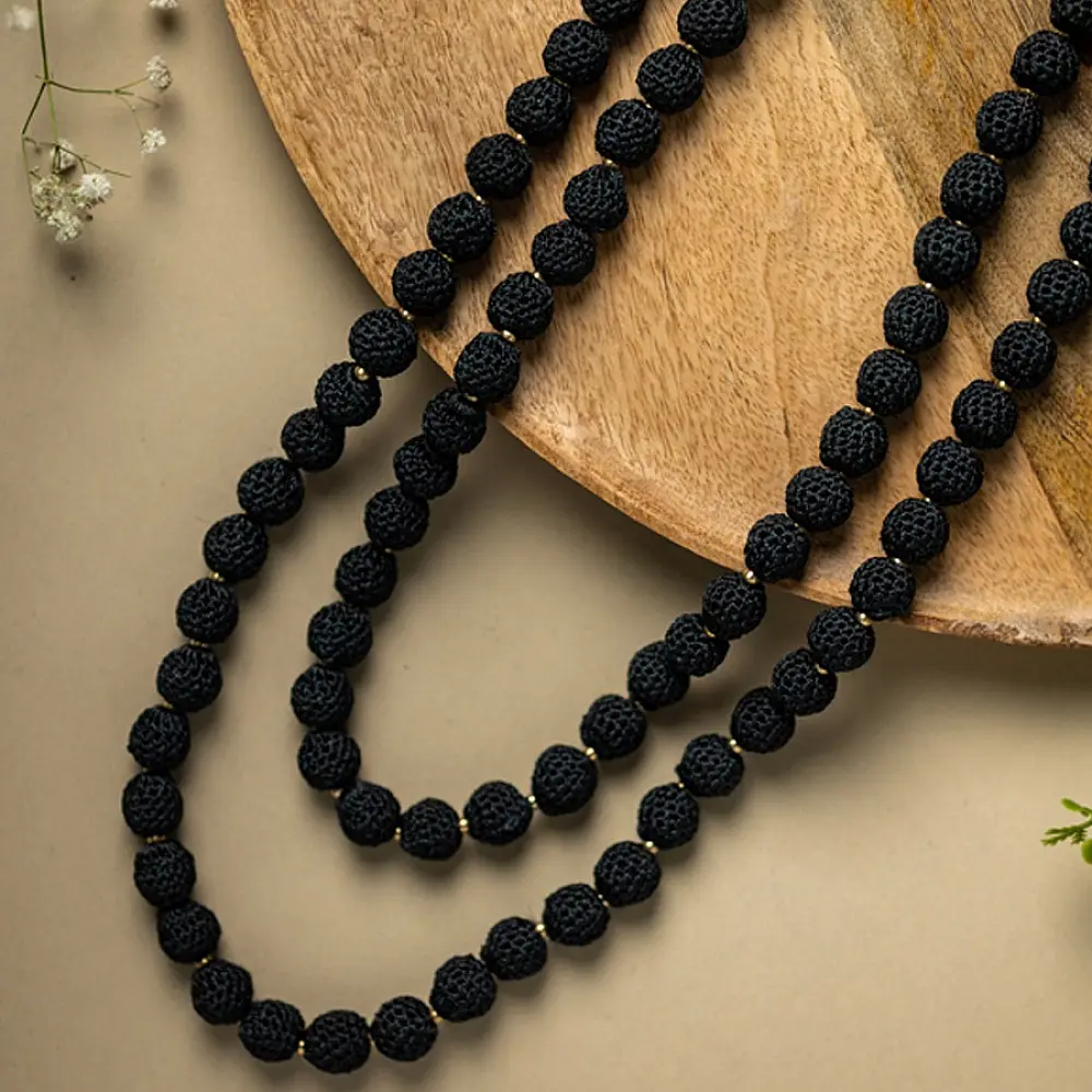 Crochet Necklace |  Vrishti ~ Black