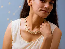Crochet Necklace |  Ornate Beige Tikki Necklace 