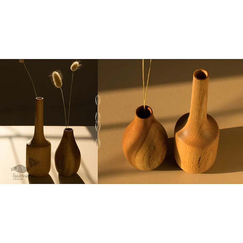 shop Wooden Miniature Vase (Set of Two)