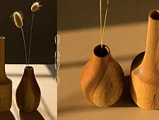 Sankhla | Wooden Miniature Vase (Set of Two)
