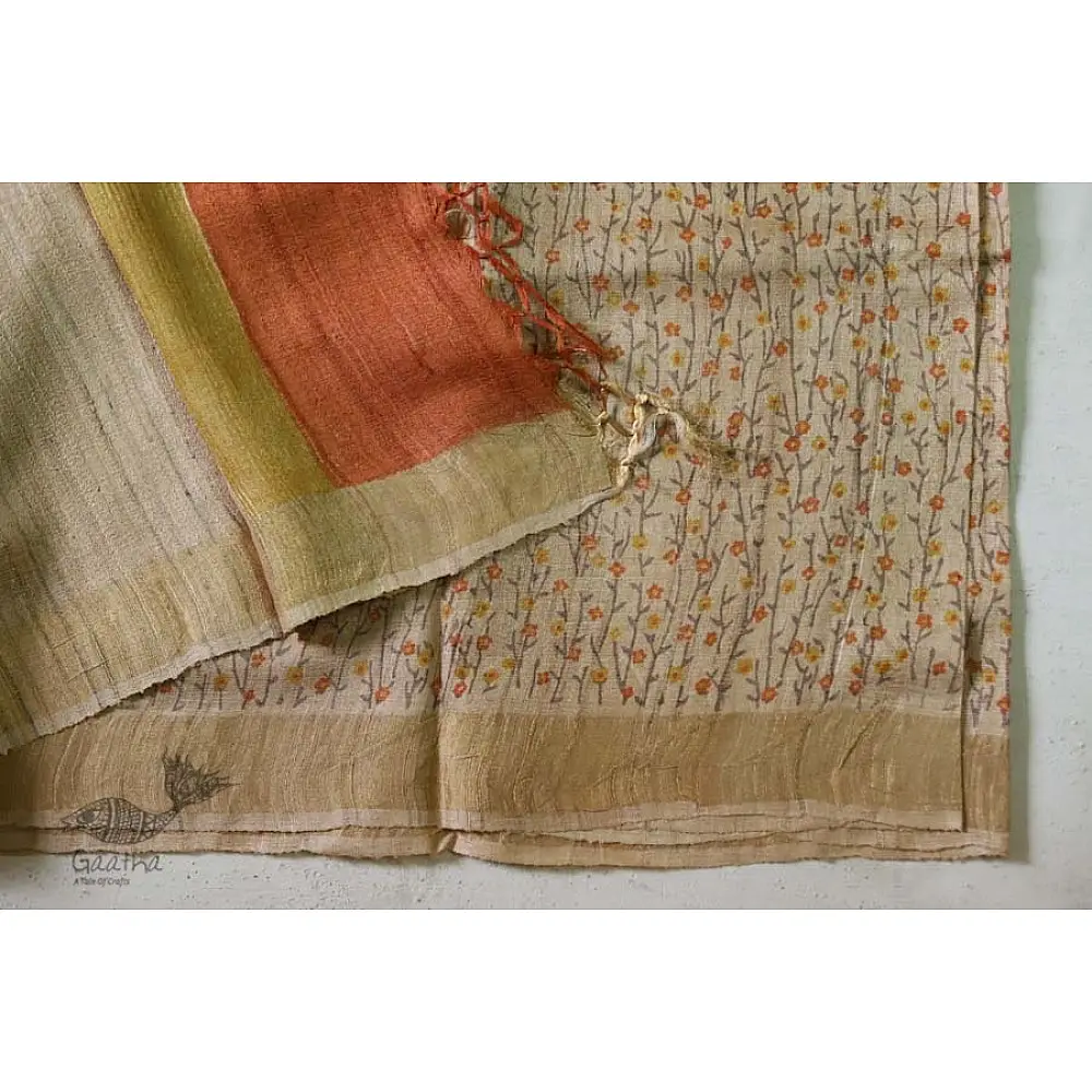 पद्मिनी . Padminī ❋ Tussar silk . Block Print Saree ❋ 21