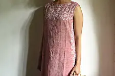 Tahzeeb . तहज़ीब | Handloom Cotton - Chikankari Embroidered Kurti in Hibiscus Red Color