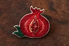 Needle Art ~ Hand Embroidered Jewelry - Pomegranate felt brooch