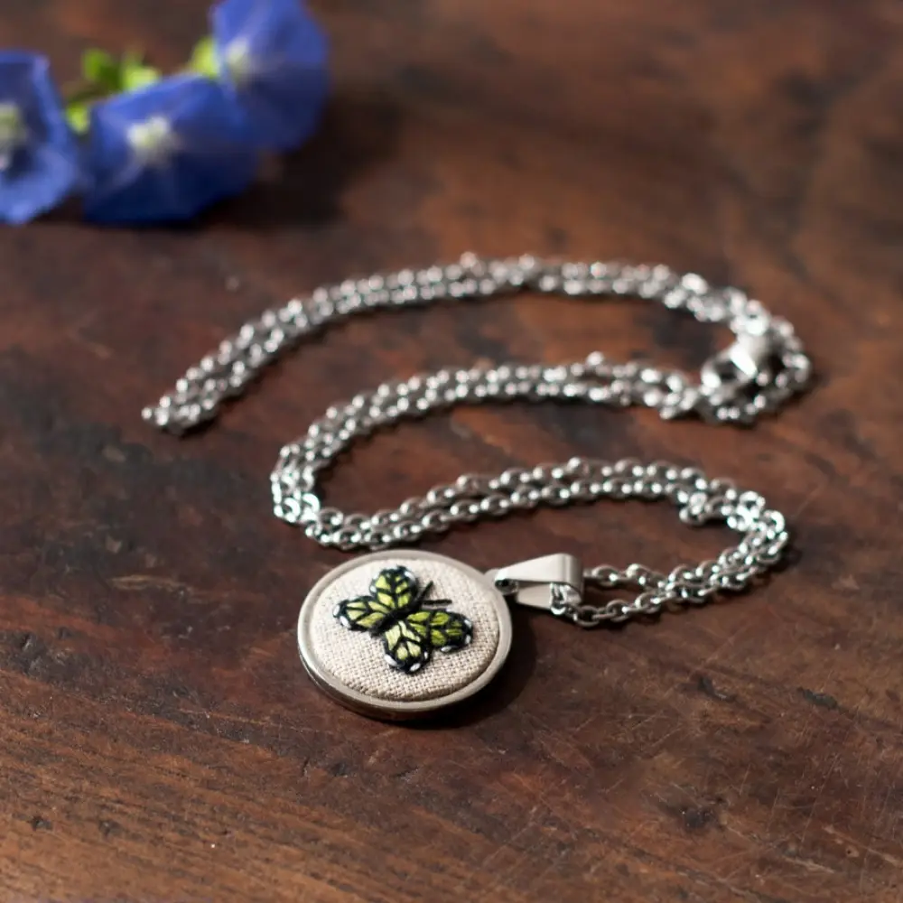 shop Hand Embroidered Jewelry - Butterfly Necklace