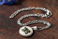 Needle Art ~ Hand Embroidered Jewelry - Butterfly Necklace