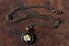 Needle Art ~ Hand Embroidered Jewelry - Bead & Flower Necklace 