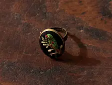 Needle Art ~ Hand Embroidered Jewelry - Parrot Ring