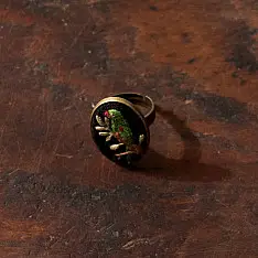 Needle Art ~ Hand Embroidered Jewelry - Parrot Ring