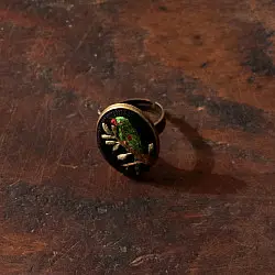 Needle Art ~ Hand Embroidered Jewelry - Parrot Ring