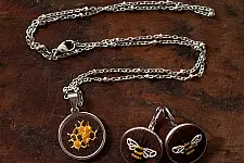 Needle Art ~ Hand Embroidered Jewelry - Honey bee necklace set