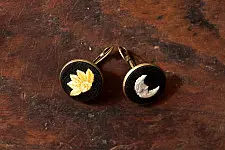 Needle Art ~ Hand Embroidered Jewelry - Sun & Moon Earrings