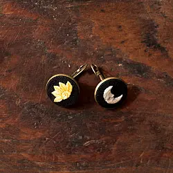 Needle Art ~ Hand Embroidered Jewelry - Sun & Moon Earrings